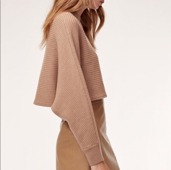 Wilfred Free Lolan Cropped Merino Wool Sweater | Tan | Size M | EUC - Picture 2 of 12